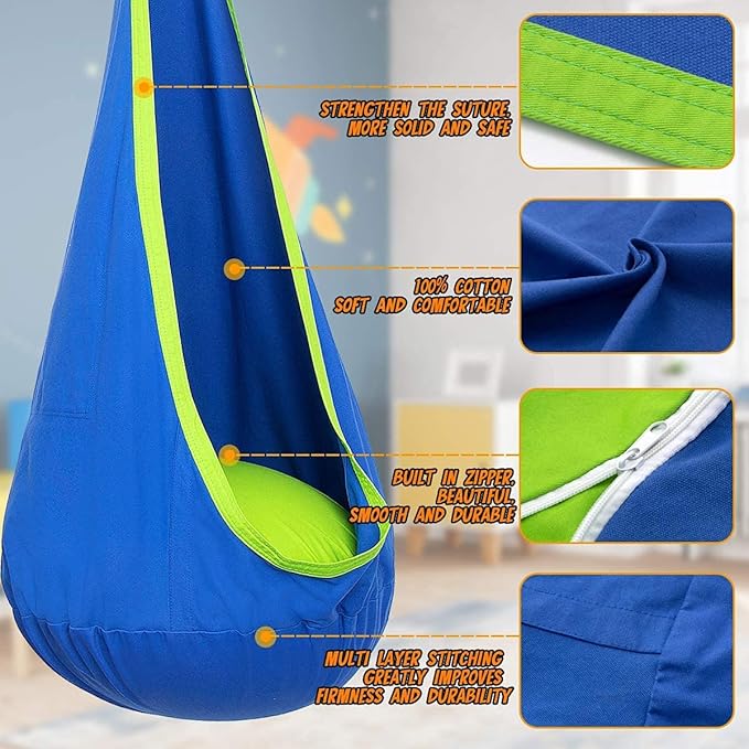 Y- STOP Kids Pod Swing Seat, Hanging Hammock Chair Swing - Image 3