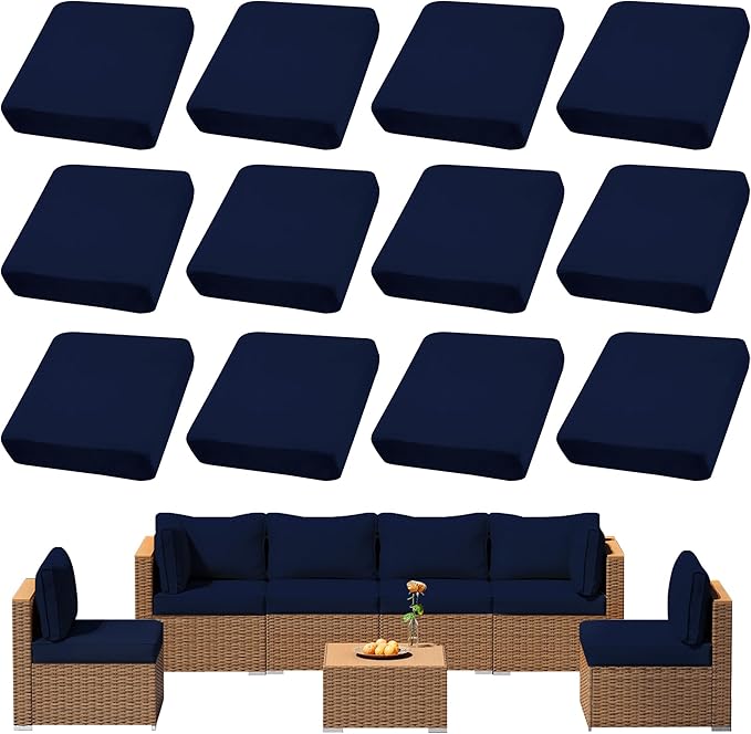 12Pcs Outdoor Cushion Covers, Patio Cushion Covers, Stretch Elastic Slipcovers by dreahoteztil