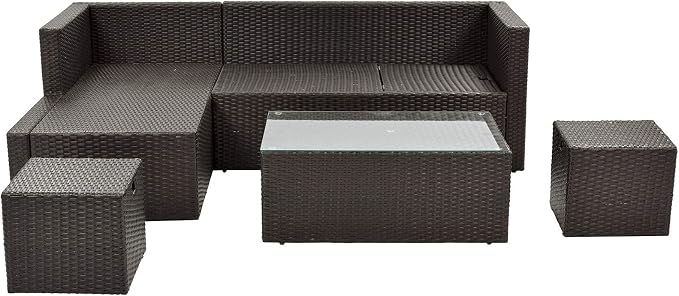LUMISOL 5 Pieces Outdoor Patio Wicker Sofa Set, Rattan Furniture Sets - Image 9