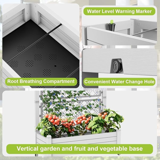 Raised Garden Bed with Trellis, 21 Gallon Self Watering Planter Box with - Image 6