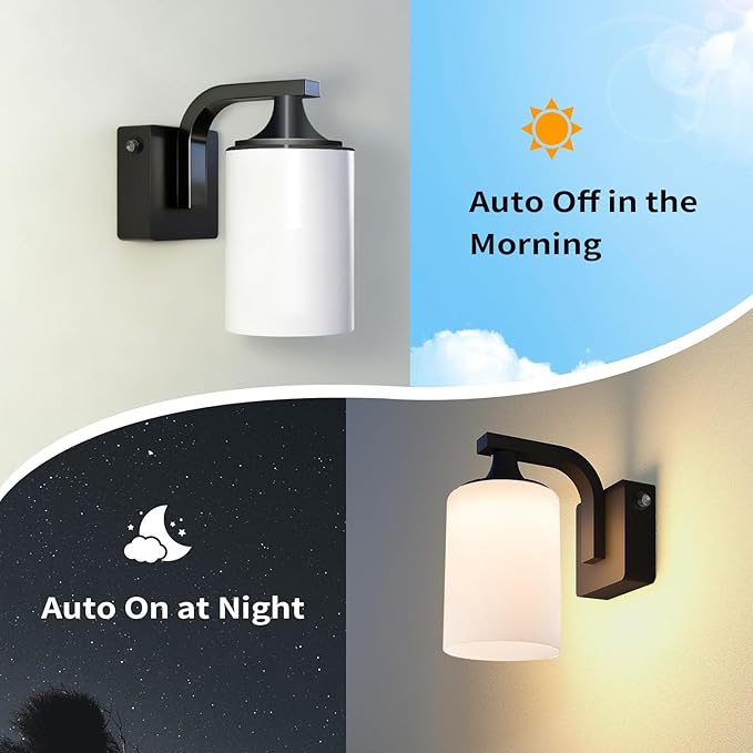 Dusk to Dawn Outdoor Wall Light Sconce, Waterproof Aluminum Porch Light - Image 6