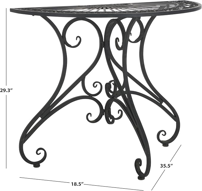 SAFAVIEH Outdoor Collection Annalise Victorian Scroll Antique Black Iron Accent - Image 3