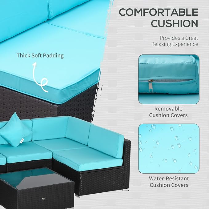 Outsunny 7-Piece Patio Furniture Sets Outdoor Wicker Conversation Sets All - Image 4