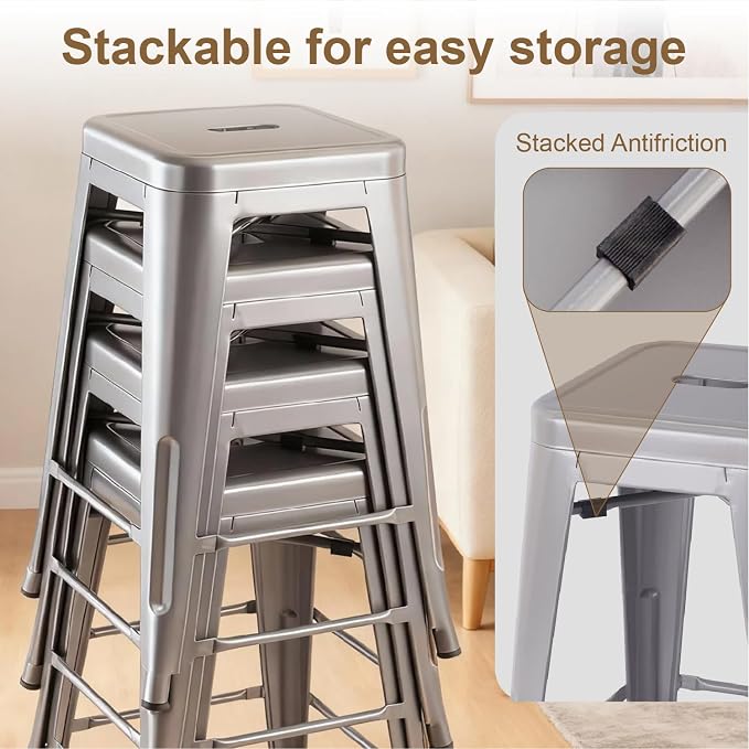 Stackable Metal Bar Stool Backless Indoor-Outdoor Counter Stools Fullmetal - Image 4