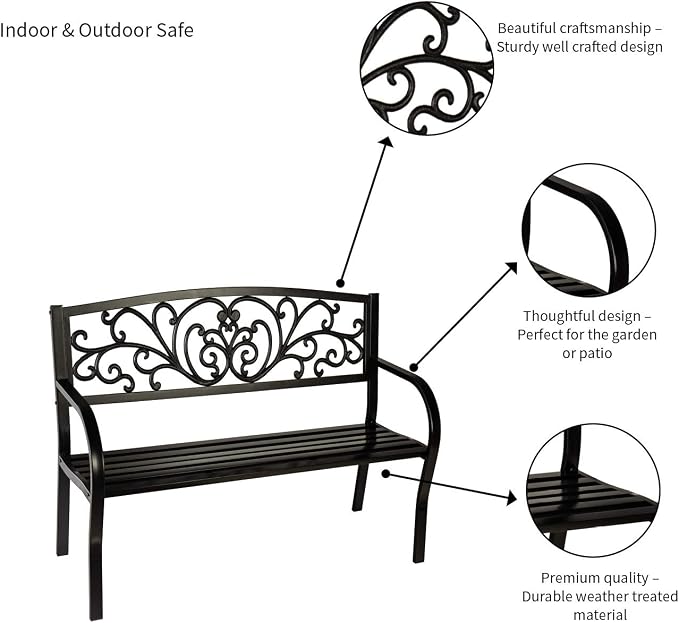 Evergreen Garden Weatherproof Outdoor Bench Blooming Garden | Holds Up to 300 - Image 6