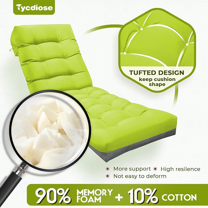 Outdoor Lounge Chair Cushion, Waterproof Thickened Chaise Lounge Cushions - Image 5