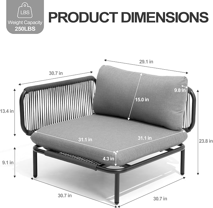 6-Piece Patio Furniture Set, Weather-Resistant Metal Frame Conversation Set - Image 2