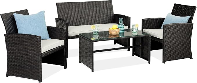 Best Choice Products 4-Piece Outdoor Wicker Patio Conversation Furniture Set by BestChoiceProducts