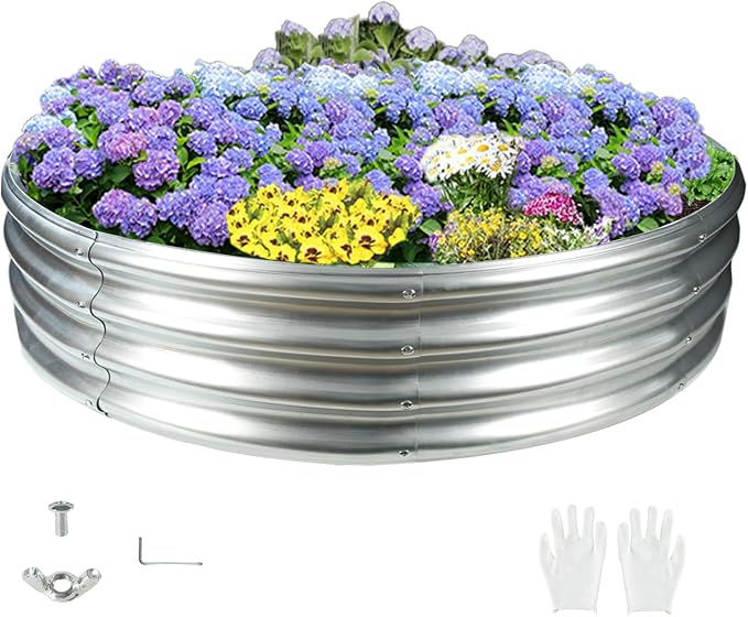 Durable Round Galvanized Steel Raised Garden Bed by zbzbml