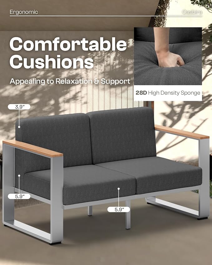 Aluminum Outdoor Furniture Set, 4 Seats Outdoor Patio Conversation Sets - Image 2
