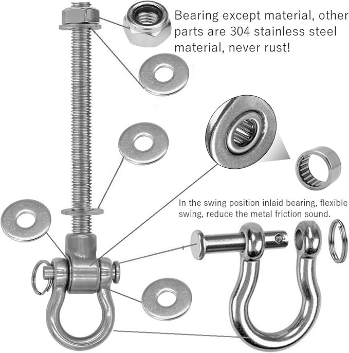 2 Permanent Anti-Rust Heavy-Duty Bearing Swing Hanger Mute 180° Swing, 1500 lb - Image 3