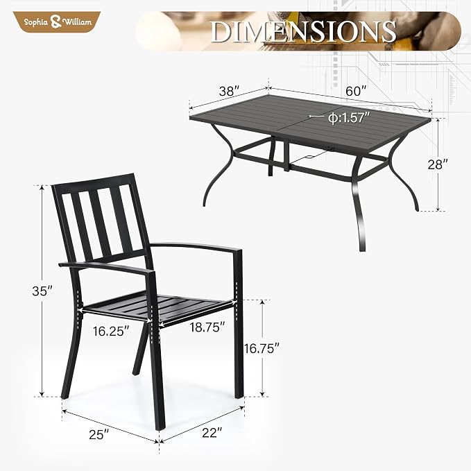 Sophia & William 7-Piece Patio Dining Set - Image 7