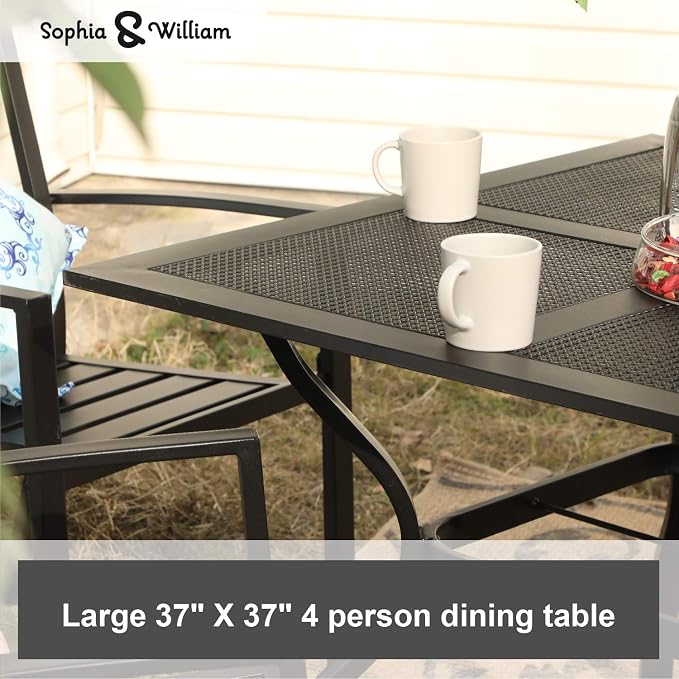 Sophia & William Metal Outdoor Dining Table, Square Mesh Patio Table - Image 5
