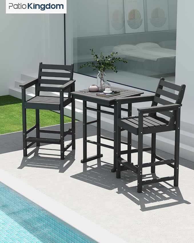Bar Height Adirondack Chairs and Table Set, Outdoor Patio Bar Set - Image 7