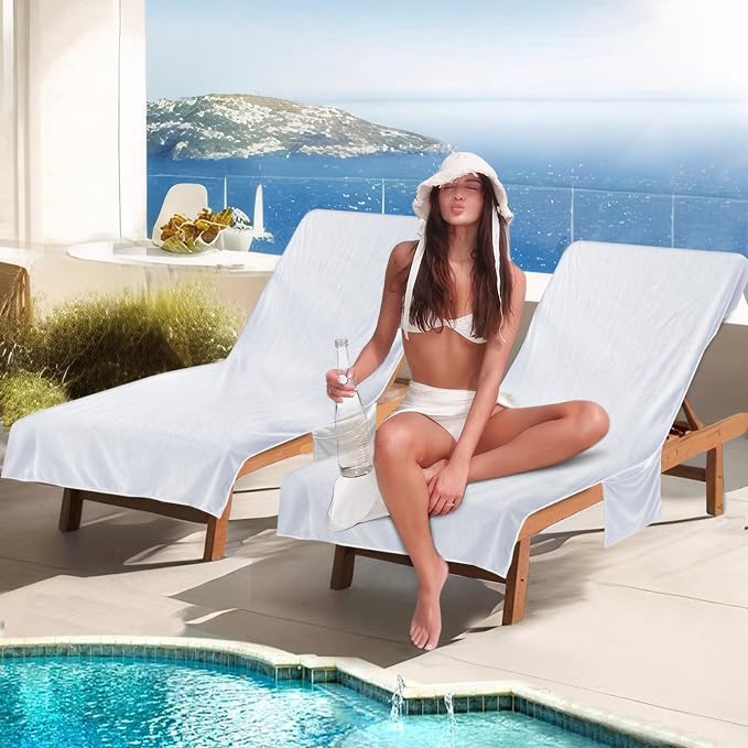 Super Soft & Thick Lounge Chair Towel Cover, Chaise Lounge Cover - Image 6