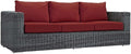 Modway Summon Wicker Rattan Outdoor Patio Sunbrella Sofa in Canvas Red by Modway