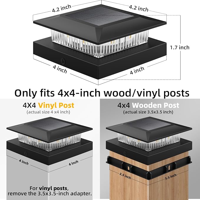 4x4 Solar Post Cap Lights 16 Pack, Fence Post Solar Lights - Image 4