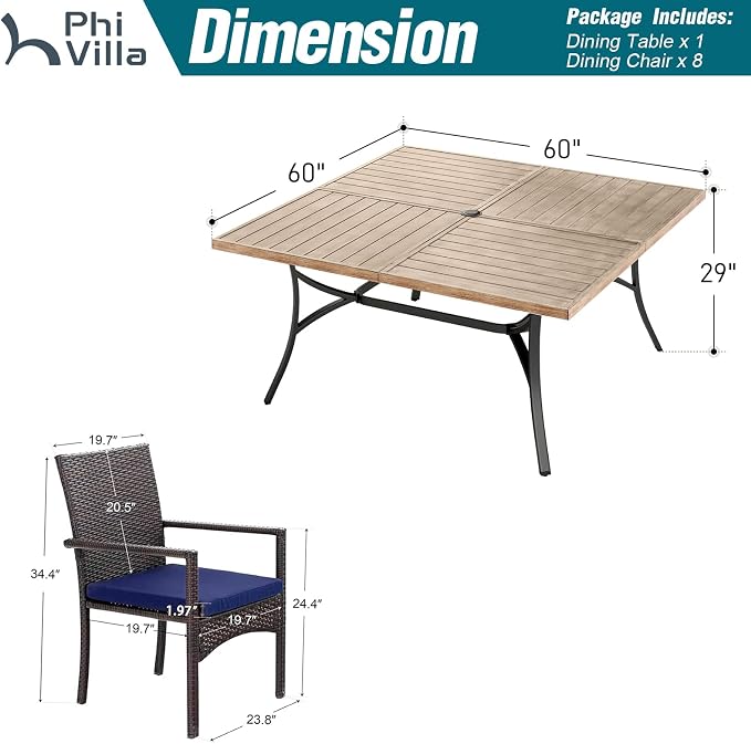 PHI VILLA 9-Piece Outdoor Dining Set - Image 9