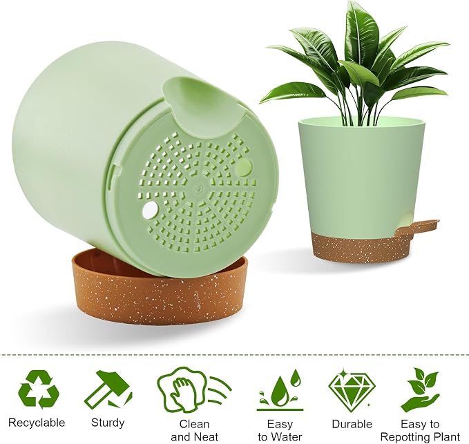 Self Watering Pots, 7/6.5/6/5.5/5/4 inch Flower Pots - Image 3