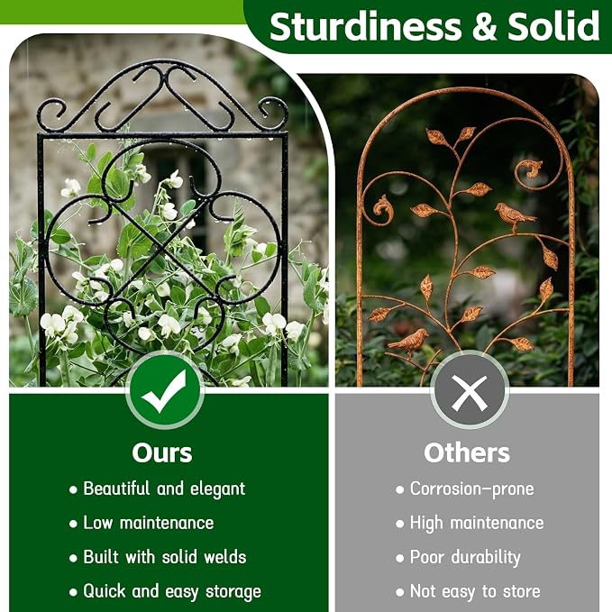 Garden Trellis 4 Pack 56'' H x 13.8'' W Metal Plant Climbing Trellis Suitable - Image 7