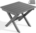 SERWALL Small Folding Side Table, HDPE Outdoor End Table by SERWALL