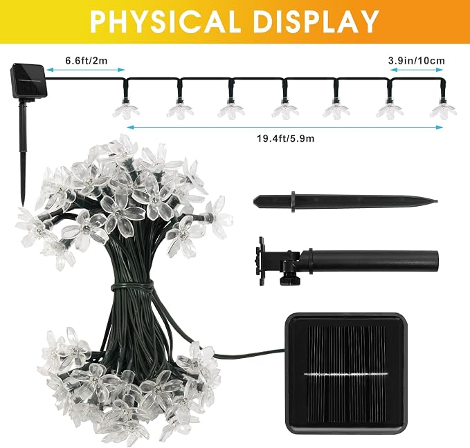 60 LED Solar String Lights Outdoor Waterproof Flower Fairy Lights - Image 3