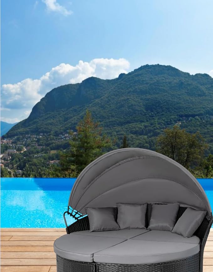 Outdoor Round daybed Cushion Cover, 4 in 1 Cushion Cover - Image 5