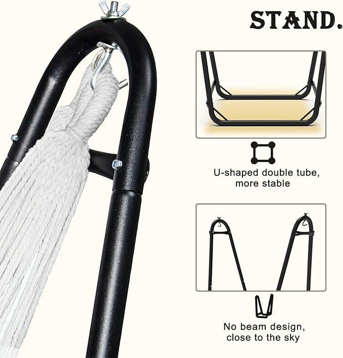 Hammock Chair with Stand, Heavy-Duty Hanging Chair with Stand, - Image 5