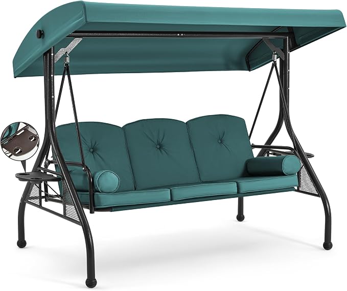 HOMREST 3 Seat Outdoor Porch Swing by HOMREST