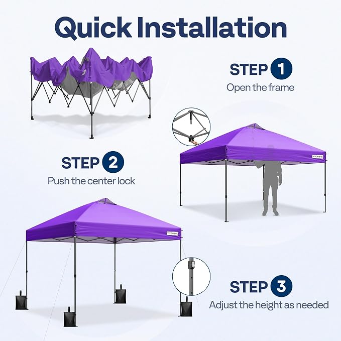 VIVOHOME 8x8ft Pop Up Canopy Tent One Push Setup Outdoor Portable Shelter Tent - Image 7