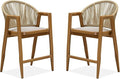 PURPLE LEAF Outdoor Counter Height Bar Stools Set of 2 Wicker Rattan Counter by PURPLELEAF