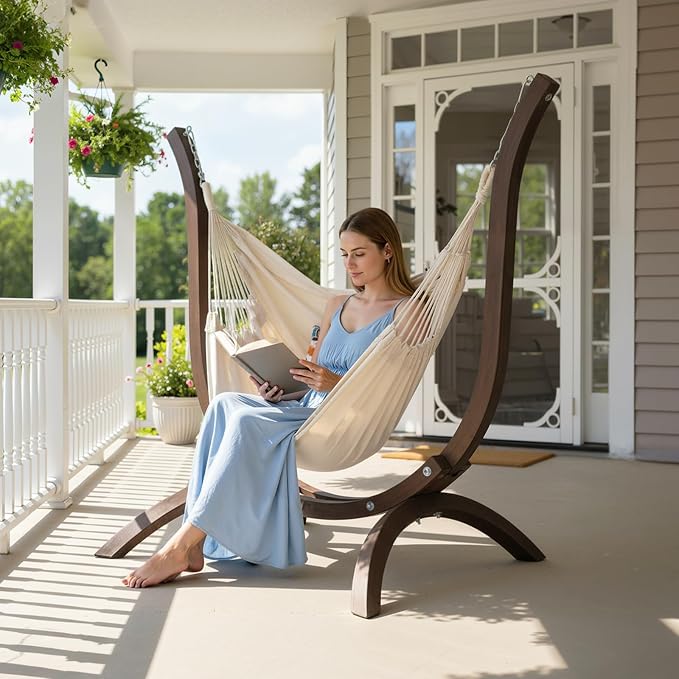 ONCLOUD 550 LBS Hand-Made Elegant Hammock Chair Stand Only, Premium Curved - Image 7