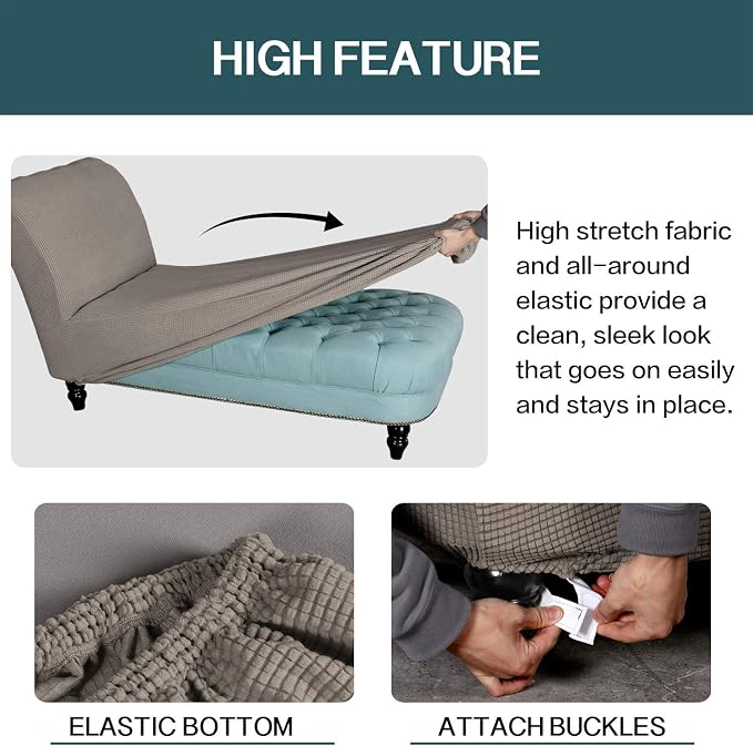 FantasDecor Chaise Lounge Cover Stretch Armless Chair Slipcover - Image 5