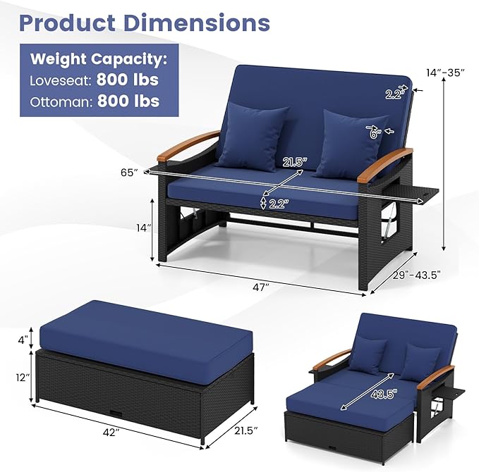 Tangkula Patio Rattan Daybed - Image 4