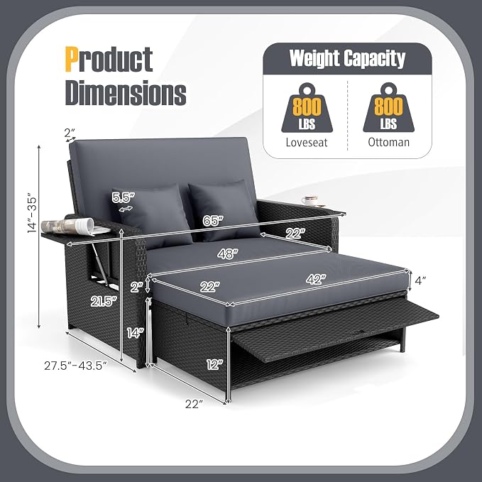 RELAX4LIFE Wicker Patio Outdoor Daybed - Image 3