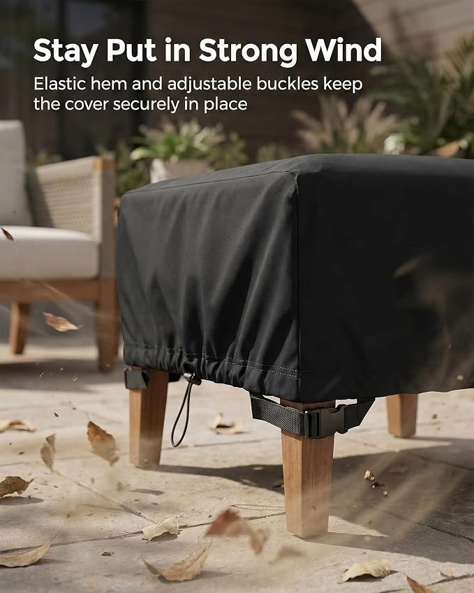 Square Waterproof Patio Ottoman Cover, 600D Heavy Duty Outdoor Furniture Cover - Image 7