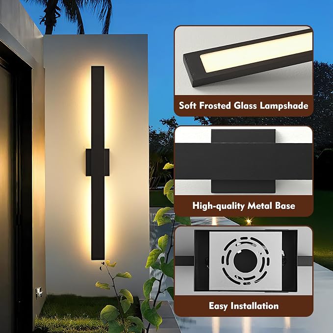 40.1inch Long Outdoor Modern LED Wall Light, Waterproof IP65 Warm White Led - Image 4