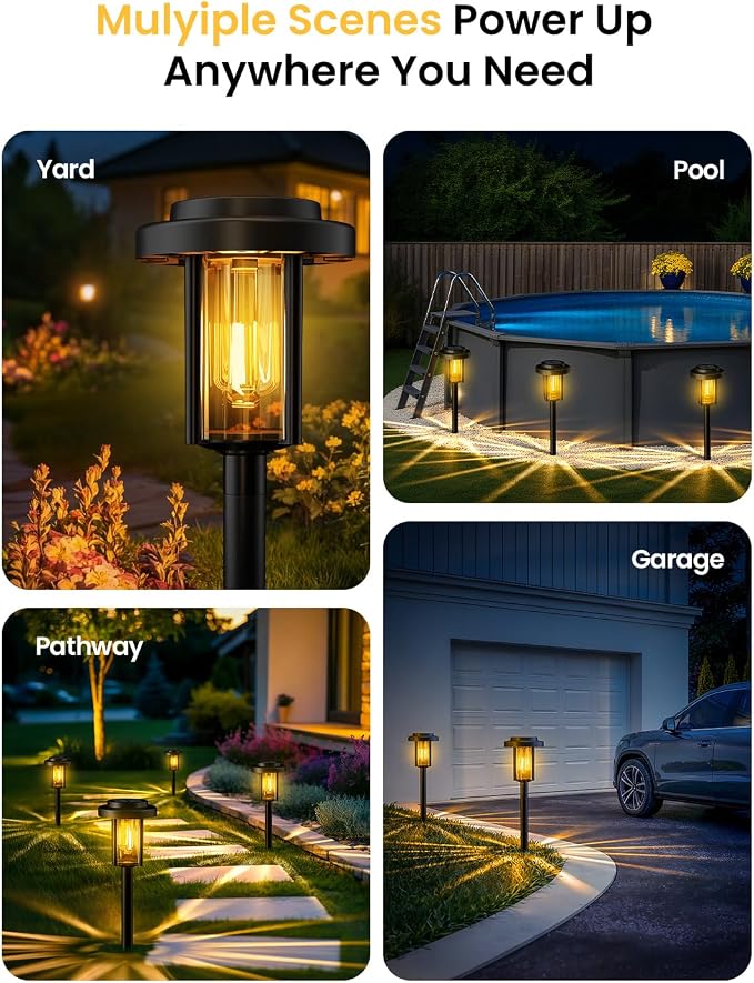 GIGALUMI Solar Pathway Lights Outdoor, 8 Pack Waterproof IP65 Solar Powered - Image 2