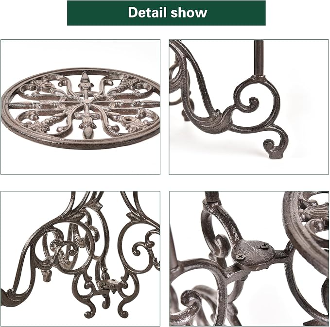 Sungmor Heavy Duty Cast Iron Plant stand, 3 Tier Foldable Metal Plant Shelf - Image 5