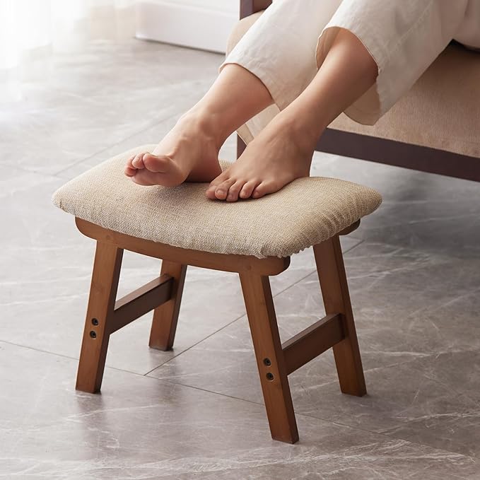 Foot Stool, Bamboo Small Sofa Foot Rest Under Desk, Extra Seating by Kitsanery