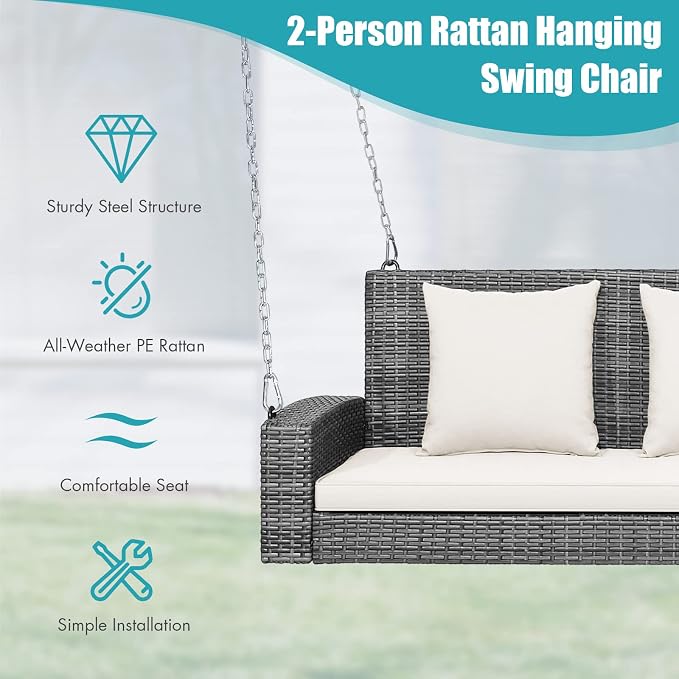 RELAX4LIFE 2-Person Porch Swing Bench - Image 7