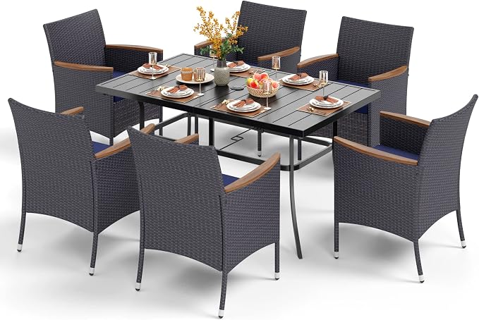 PHI VILLA 7 Piece Outdoor Dining Set by PHIVILLAThepioneerofcomfortablehouseholdsupplies