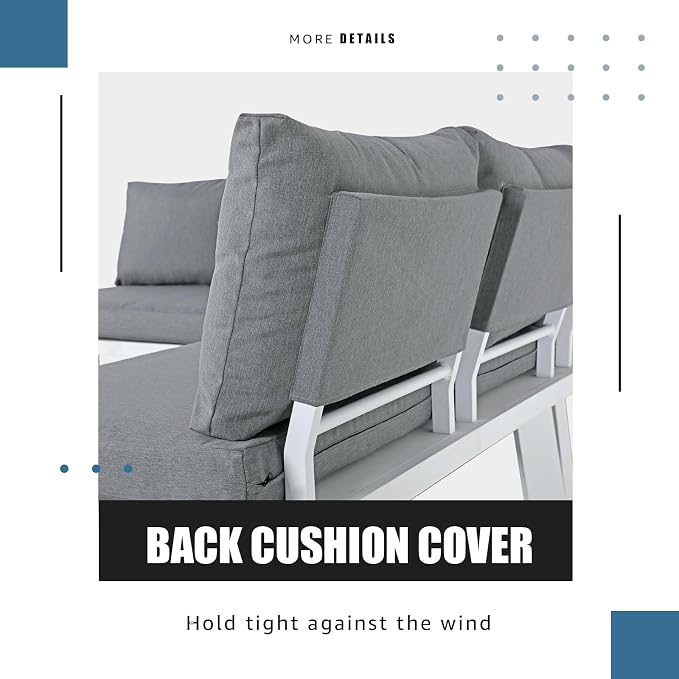 Soleil Jardin 4-Piece Outdoor Patio Furniture Set L-Shaped Aluminum Sectional - Image 4
