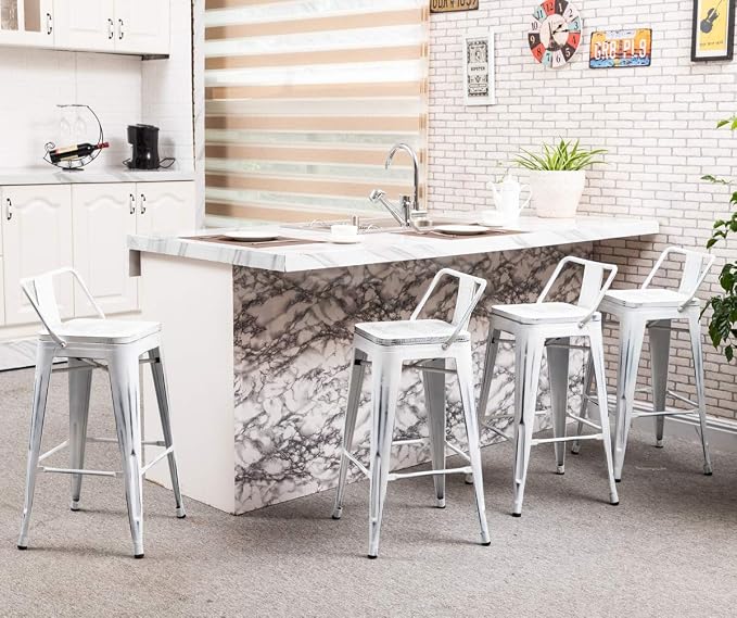 Yongchuang 26" Industrial Metal Barstools Set of 4 Counter Height Bar Stools - Image 6