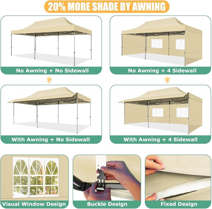 COBIZI 10x20 Pop Up Canopy Tent - Image 7