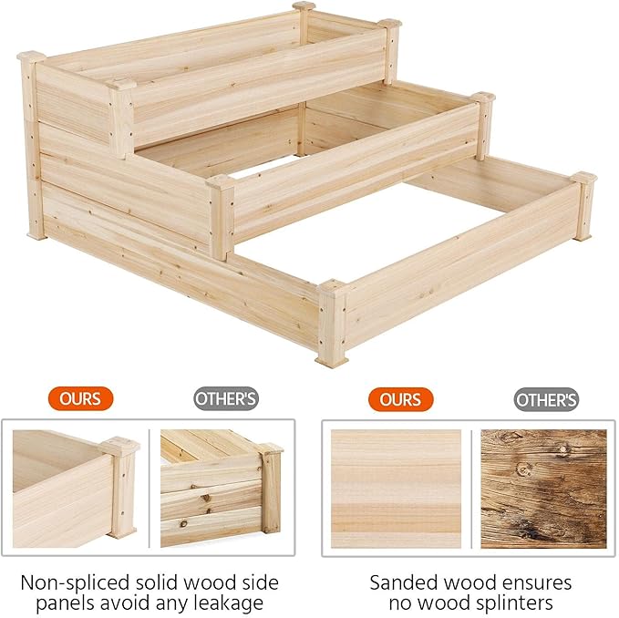 Yaheetech 3 Tier 47 x 47 x 22in Raised Garden Bed Horticulture Outdoor Elevated - Image 4