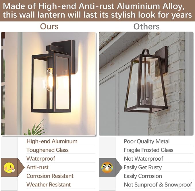 MAXvolador Outdoor Wall Lantern, Exterior Waterproof Wall Sconce Light Fixture - Image 3