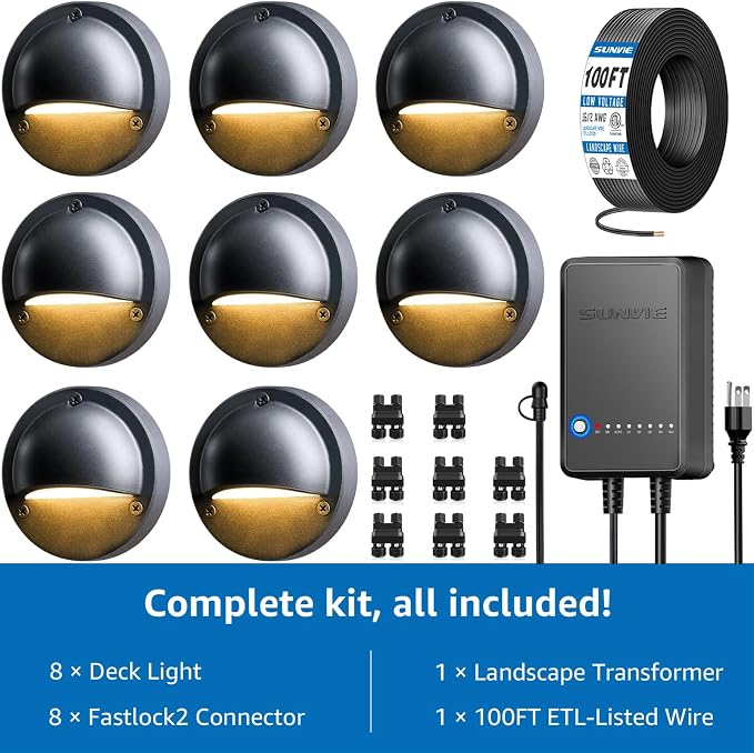 SUNVIE All-in-One Low Voltage Deck Lights Kit, 8 Pack 5W Low Voltage Landscape - Image 6