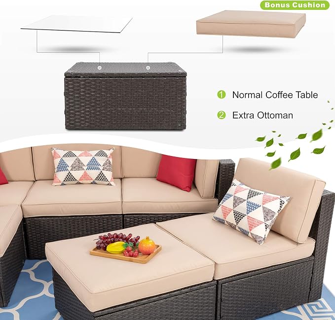 Vongrasig 6 Piece Patio Furniture Set, Small Outdoor Sectional Sofa Couch - Image 4
