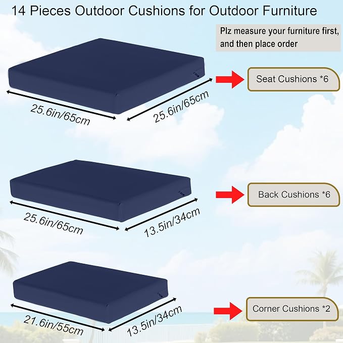 Outdoor Replacement Cushions for Patio Furniture, Splash-Resistant and - Image 2